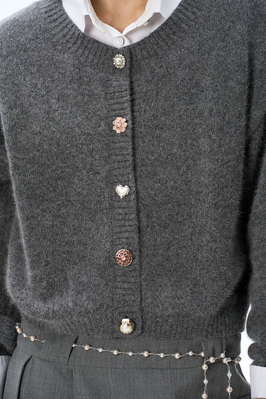 Fox-fur buttoned cardigan - BRUSNIKA Women Clothes
