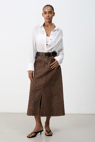 Animal print denim skirt - BRUSNIKA Women Clothes