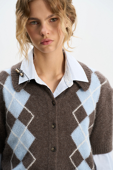 cardigan with an argyle pattern - BRUSNIKA Women Clothes