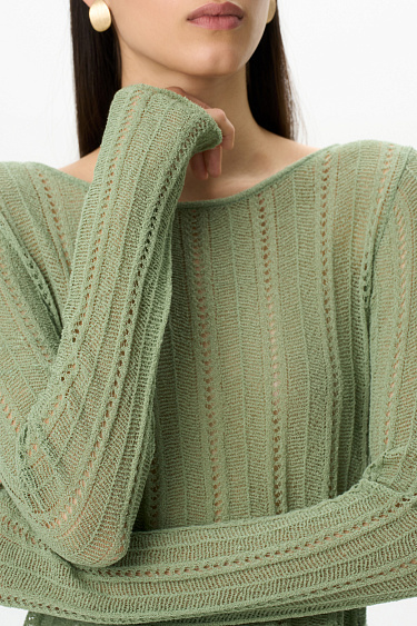 Openwork long sleeve top - BRUSNIKA Women Clothes