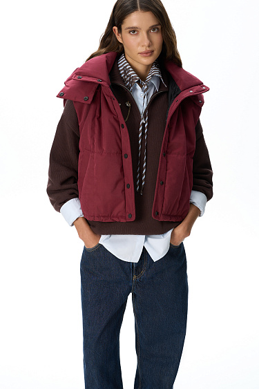 vest with a stand‑up collar and a hood - BRUSNIKA Women Clothes