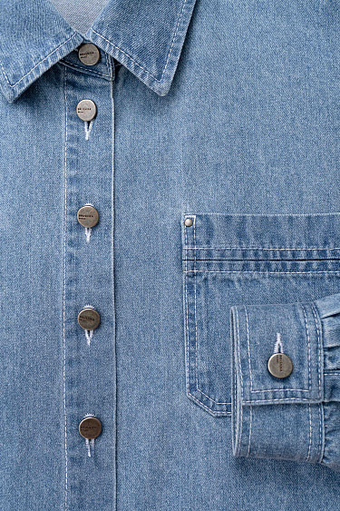 Cropped denim shirt - BRUSNIKA Women Clothes