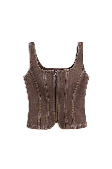 Denim top with zipper - BRUSNIKA Women Clothes