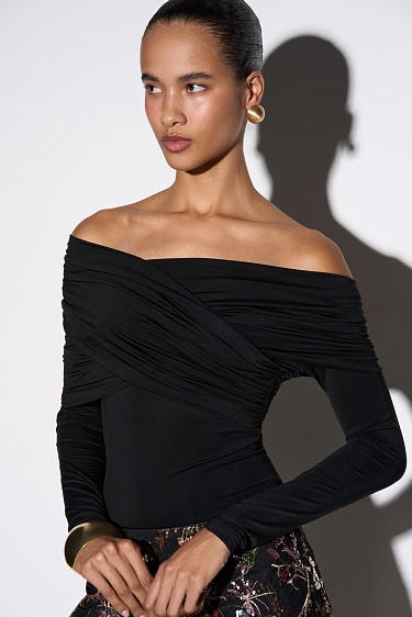 Bodysuit with draped bodice - BRUSNIKA Women Clothes