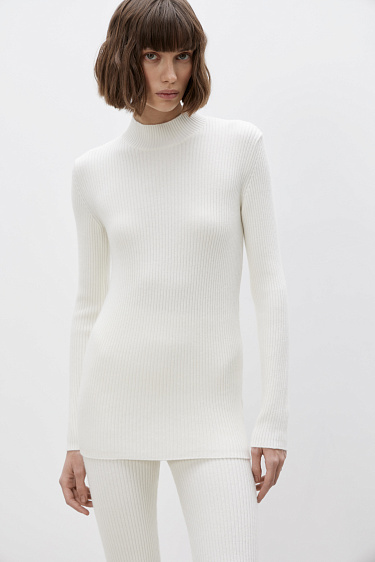 Ribbed turtleneck with a stand collar - BRUSNIKA Women Clothes