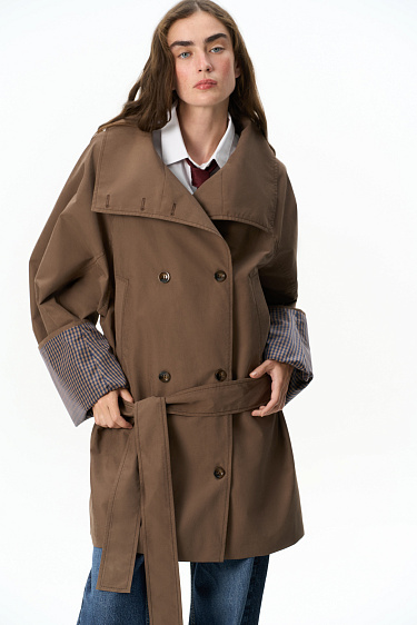 Trench coat with turned-up sleeves - BRUSNIKA Women Clothes