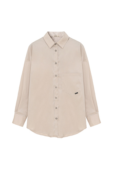 Oversized shirt with patch pocket - BRUSNIKA Women Clothes