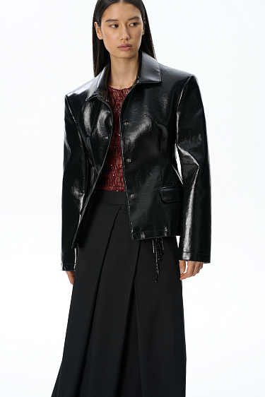 Fitted patent-finish jacket - BRUSNIKA Women Clothes