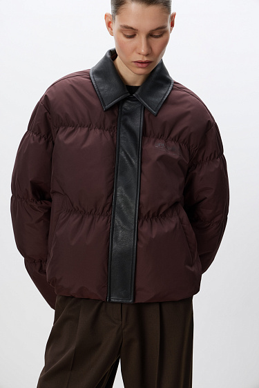 Down jacket with a turn-down collar - BRUSNIKA Women Clothes