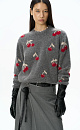 A fox down jumper with a cherry pattern - BRUSNIKA. Women clothes
