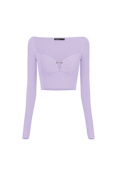 Cut-out top with decorative pin - BRUSNIKA Women Clothes