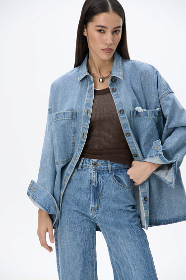 Denim shirt with large pockets - BRUSNIKA Women Clothes
