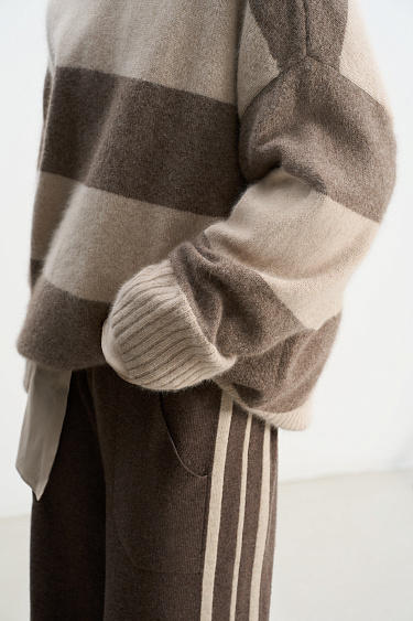 Striped fox down jumper - BRUSNIKA Women Clothes