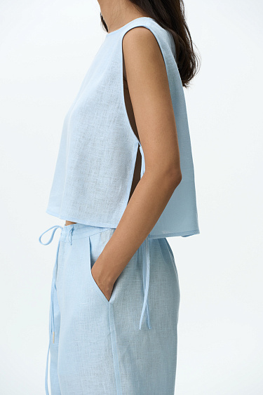 Linen tie top - BRUSNIKA Women Clothes