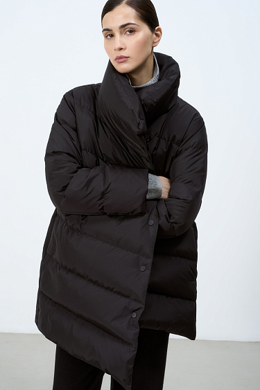 Puffer jacket with snap button closure and high collar - BRUSNIKA Women Clothes