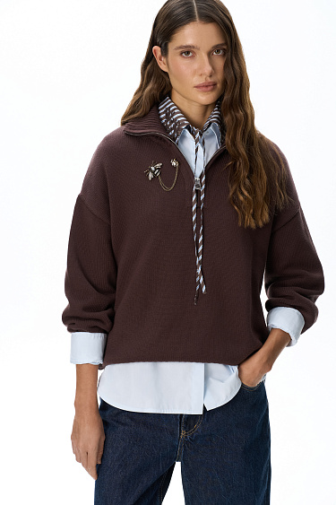 Jumper with stand-up collar - BRUSNIKA Women Clothes