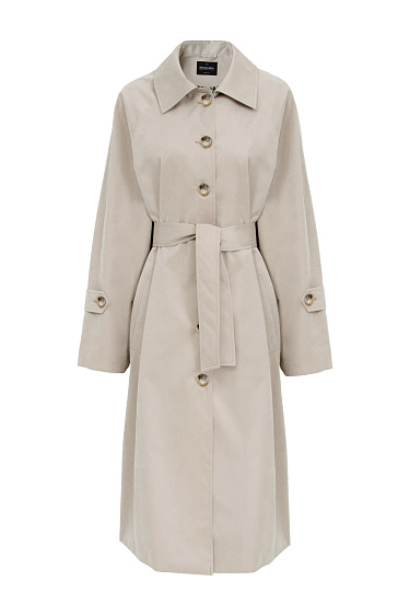 Oversized trench coat with zippered side slits - BRUSNIKA Women Clothes