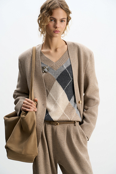 Cashmere jacket without lapels - BRUSNIKA Women Clothes