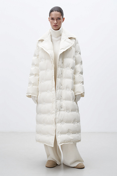 Long down jacket with branded embossing - BRUSNIKA Women Clothes