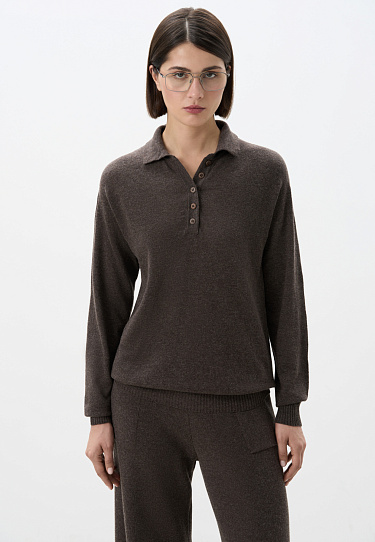 Cashmere and wool jumper with a polo collar - BRUSNIKA Women Clothes