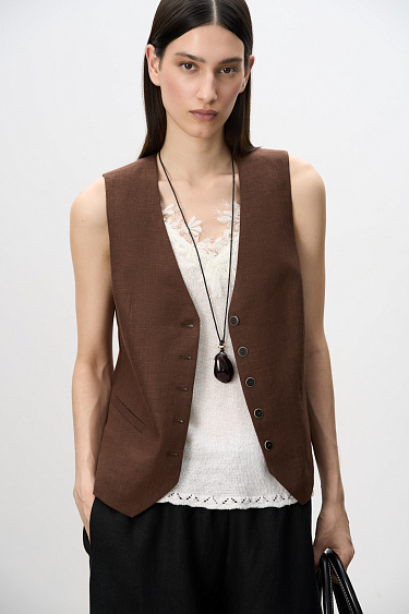 Classic 100% linen vest - BRUSNIKA Women Clothes