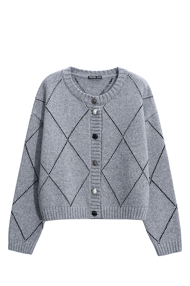 Wool and cashmere cardigan with an Argyle pattern - BRUSNIKA Women Clothes