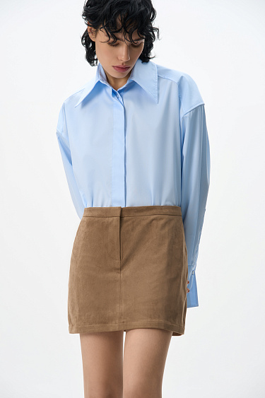 Mini skirt with suede trim - BRUSNIKA Women Clothes