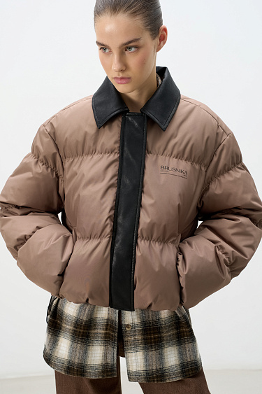 Down jacket with a turn-down collar - BRUSNIKA Women Clothes