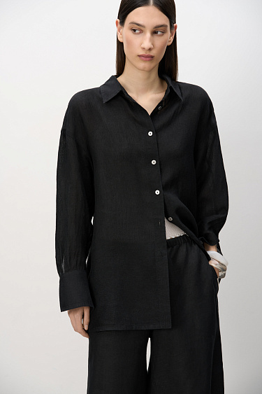 100% linen shirt with a flying yoke on the back - BRUSNIKA Women Clothes