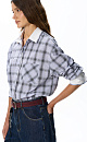 Plaid shirt with decorative buttons - BRUSNIKA. Women clothes