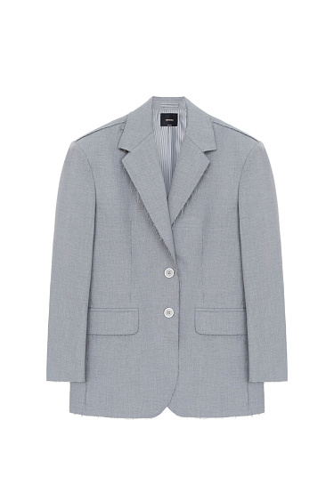 Raw-edge single-breasted blazer - BRUSNIKA Women Clothes