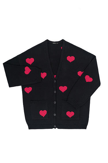 Knitted cardigan with hearts - BRUSNIKA Women Clothes