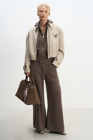 wool bomber jacket with a turn‑down collar - BRUSNIKA Women Clothes