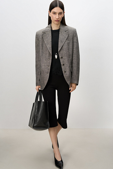 Single-breasted jacket made of 100% linen - BRUSNIKA Women Clothes