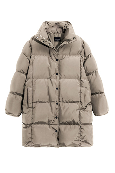 Hooded down jacket with knitted cuffs - BRUSNIKA Women Clothes