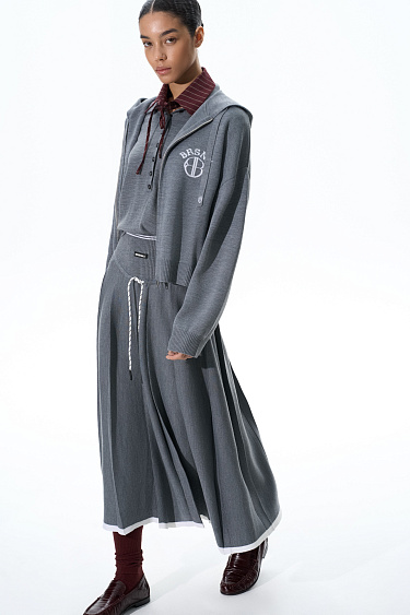 Midi skirt with a yoke - BRUSNIKA Women Clothes