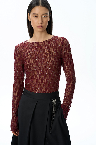 Lace longsleeve with sequins - BRUSNIKA Women Clothes