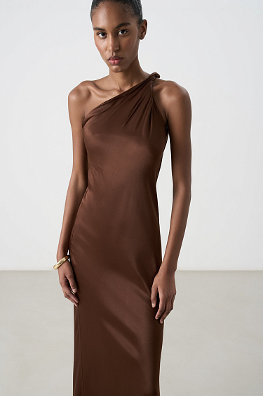 Satin dress with twist - BRUSNIKA Women Clothes