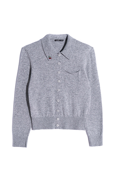 cashmere cardigan with a polo collar - BRUSNIKA Women Clothes