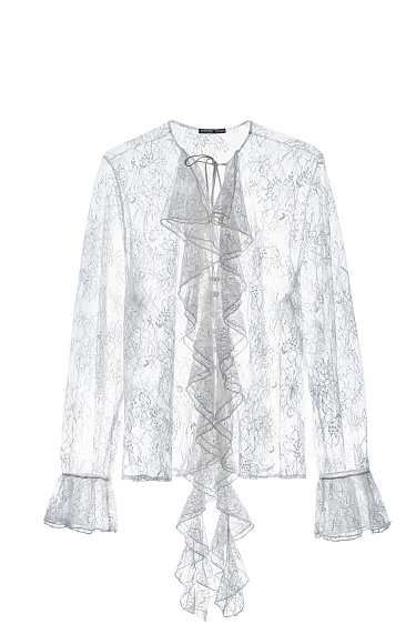 Blouse with lace frill - BRUSNIKA Women Clothes