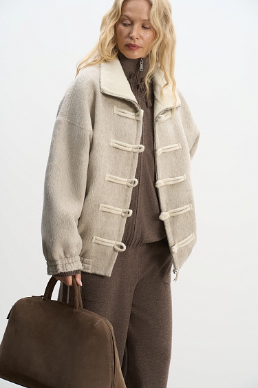 Wool bomber jacket with Chinese clasp - BRUSNIKA Women Clothes