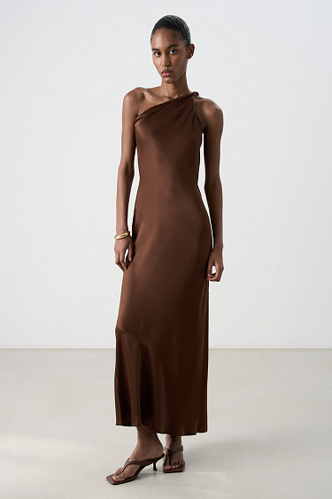 Satin dress with twist - BRUSNIKA Women Clothes
