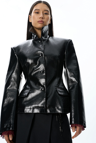 Fitted patent-finish jacket - BRUSNIKA Women Clothes