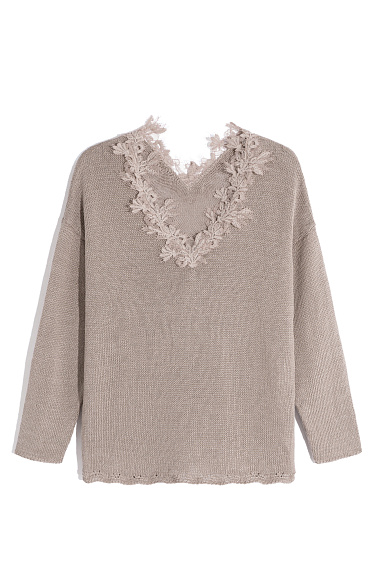 100% linen jumper with lace - BRUSNIKA Women Clothes
