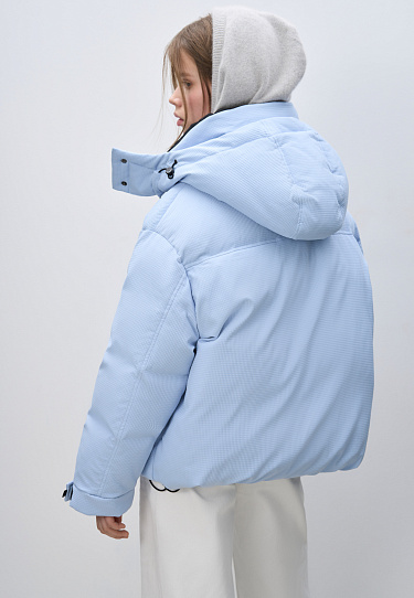 Down jacket with a stand collar and hood - BRUSNIKA Women Clothes