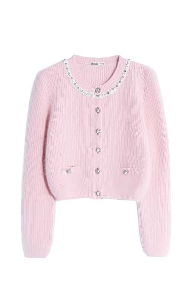 fox down cardigan with accent buttons - BRUSNIKA Women Clothes