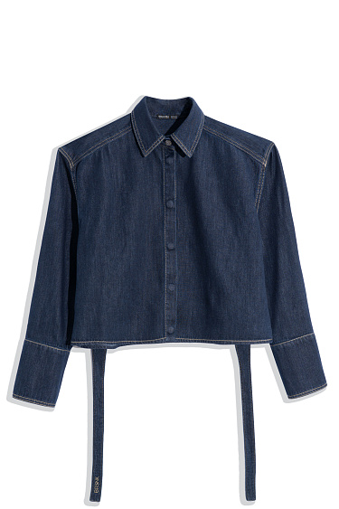 Denim shirt with wide shoulders - BRUSNIKA Women Clothes