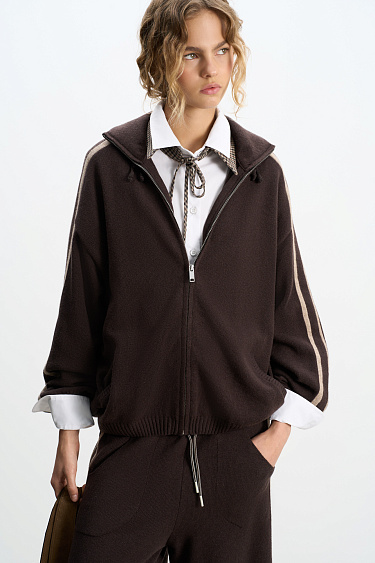 bomber jacket with stripes on the sleeves - BRUSNIKA Women Clothes