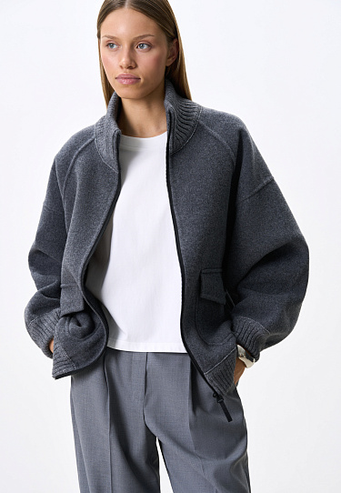 Wool bomber jacket with knit details - BRUSNIKA Women Clothes