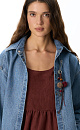 denim shirt with wide shoulders - BRUSNIKA. Women clothes